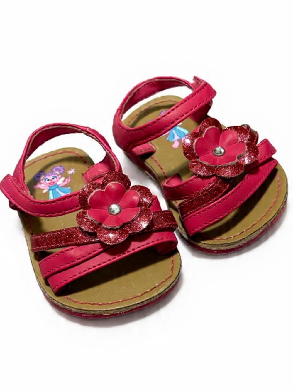 Sesame Street Toddler Girls Pink Floral Sandals | Size 2 | Abby Cadabby